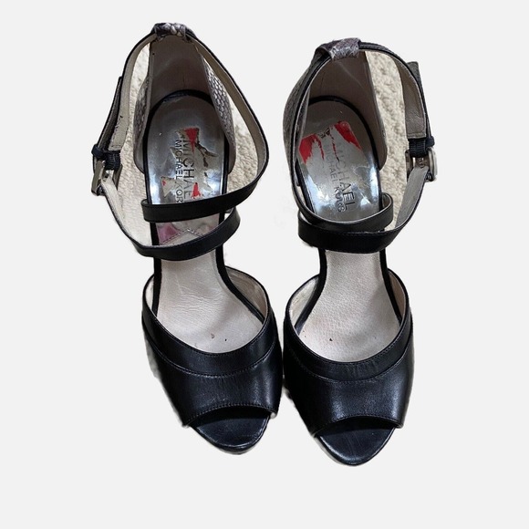 Michael Kors Shoes US 7M Strappy High Heel Platforms Open Toe Snakeskin Leather - Picture 5 of 10